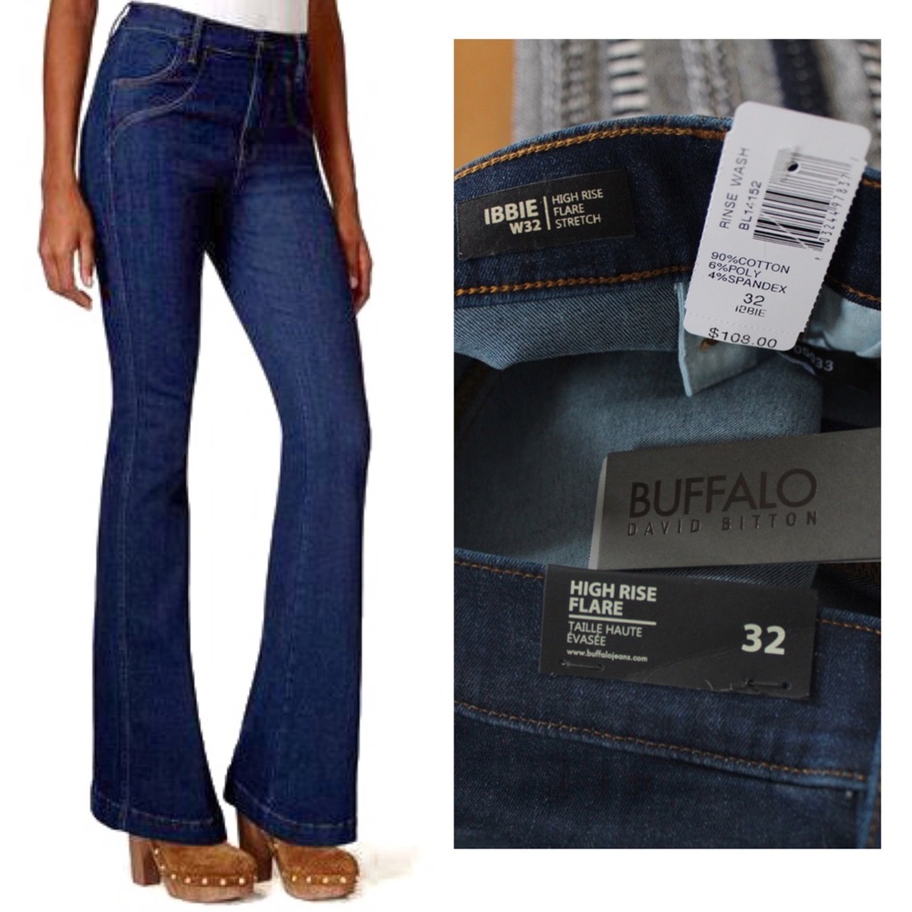 Buffalo David Bitton NWT Ibbie High Rise Flare 32 14